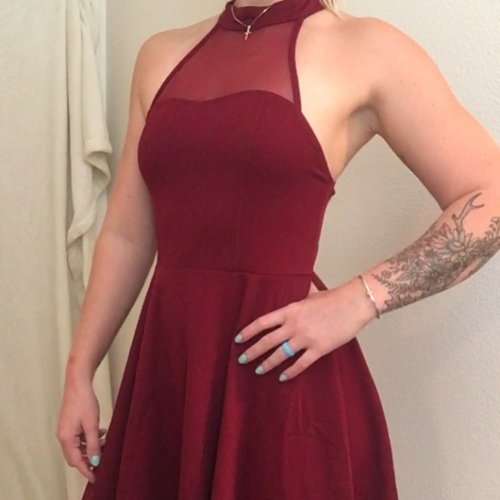 Red mesh top dress